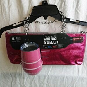 Wild Eye Designs Pink Insulated Wine Bag and Tumbler Set